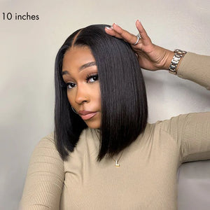 Double Drawn Bone straight 2X6 Lace Kim K Bob Human Hair Wig