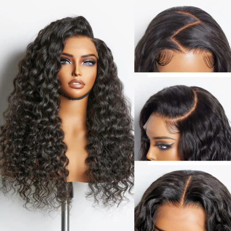 180 Density Water Wave 13x4 Frontal Glueless Free Part Long Curly Wig naijabeautyhair