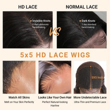 Load image into Gallery viewer, Glueless Blunt Cut Bone straight 5x5 Pre-Cut HD Lace Ready to Go Bob Wig 10&quot;
