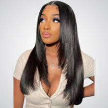 Load image into Gallery viewer, Glueless Layered Bone Straight 5×5 Pre-Cut Closure HD Lace Wig 100% Human Hair
