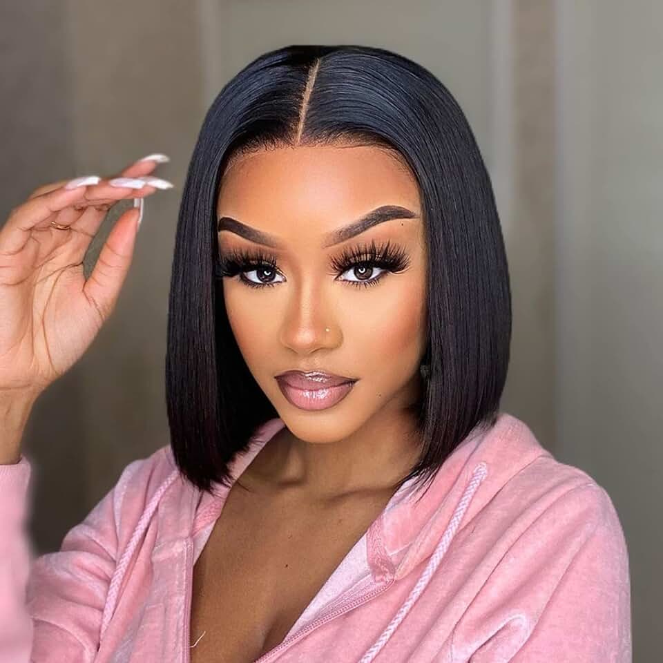 💥[ BIG SALE ] Glueless Bone straight  4x4 Pre-Cut Closure HD Lace Ready to Go Bob Wig