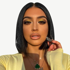 Double Drawn Bone straight 2X6 Lace Kim K Bob Human Hair Wig