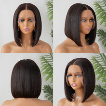 Load image into Gallery viewer, Blunt Cut Double Drawn 180 % Bone Straight Glueless 13x4 HD Lace Frontal Bob Wig
