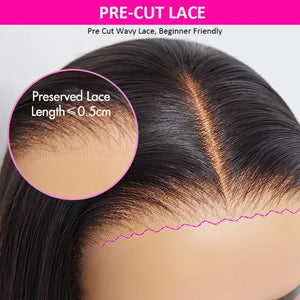 Glueless Blunt Cut Bone straight 5x5 Pre-Cut HD Lace Ready to Go Bob Wig 10"