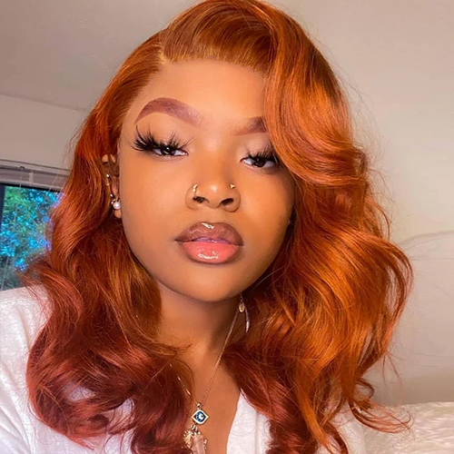 Ginger Orange Color Glueless 13x4 Frontal Lace Wig - Naija Beauty Hair